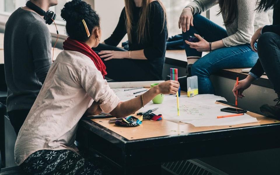 Students working together on a group project