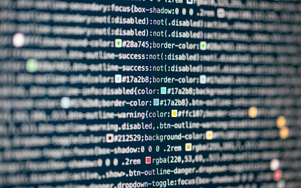 Close up of source code on a screen